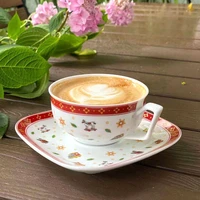 new bone china coffee cup saucer set european ceramic christmas mug 150ml cartoon overglaze milk cup tazas de caf%c3%a9