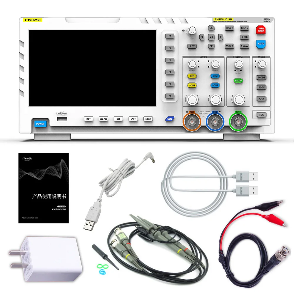 

FNIRSI 1014D Digital Oscilloscope 1GSa/S Sampling Rate Dual Channel 110MHz Multifunctional LCD Oscilloscope DDS Signal Generator