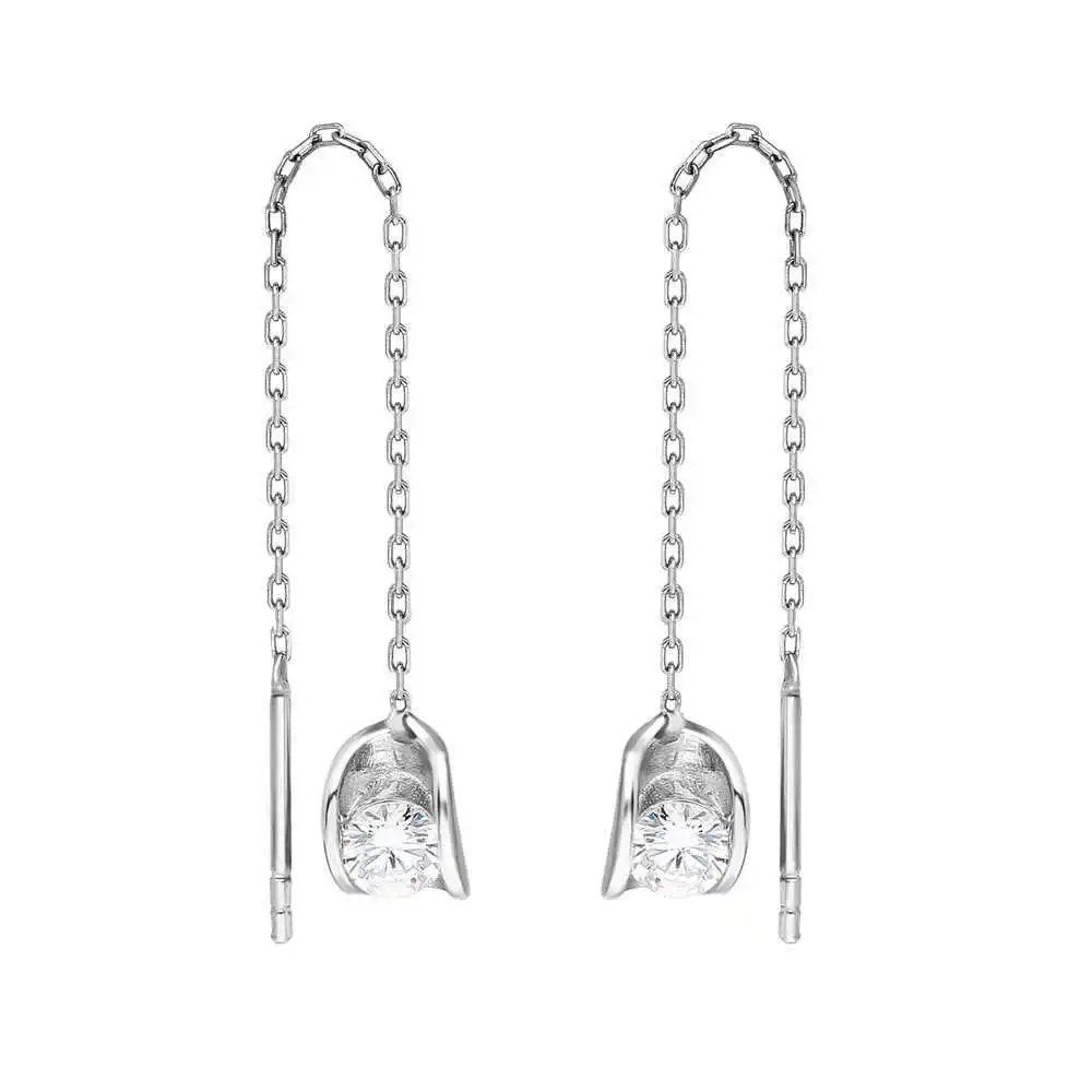 

Zircon Tektal Sandwich Design 925 Sterling Silver Dangle Earrings