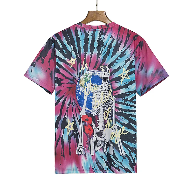 

Fashion Tie Dye Tshirts New Skull Print T Shirt Travis Sco Casual Street Hip-hop Tshirt Oversize Cotton Men Tshirts Tops Men