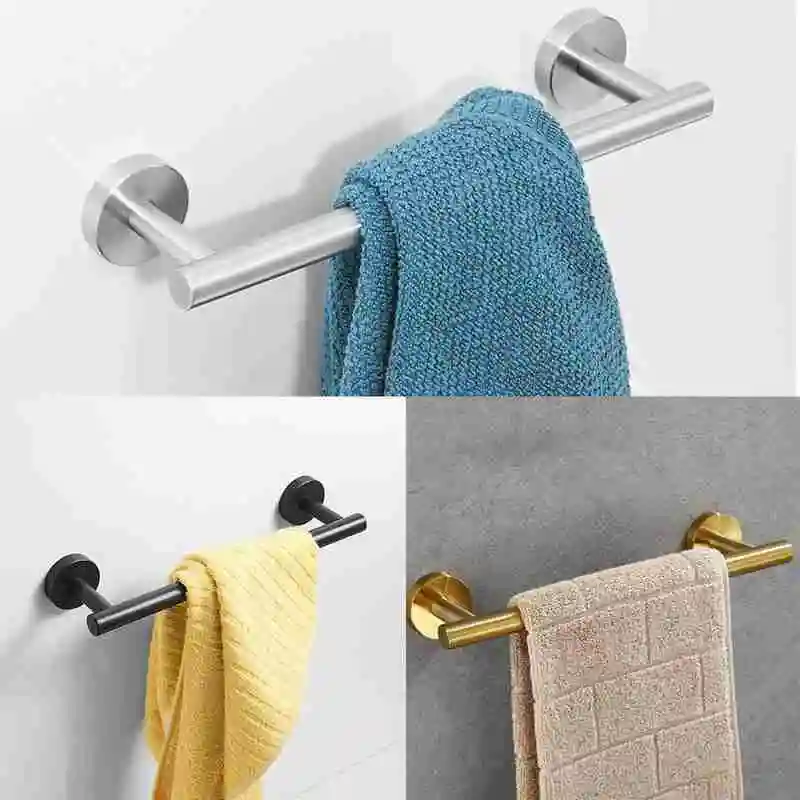 

1PC Stainless Steel Towel Holder Rack Wall Mounted Towel Hanger Bathroom Organizer Towel Bar Shelf Bathroom Hook Accessories