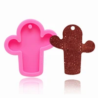 hmzcn bright glossy cactus keychain mold uv resin liquid silicone mould craft for diy necklace charms making jewelry resin mould