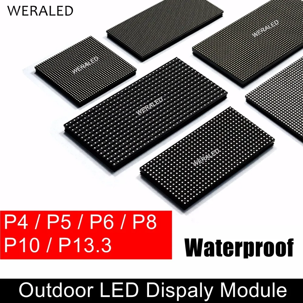 WERALED P4 P5 P6 P8 P10 открытый светодиодный модуль HUB75B Порты, SMD 3-в-1 полный Цвет светодиодный видео стены Дисплей Панель блок IP65