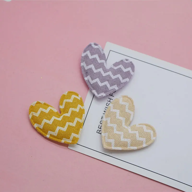 36Pcs/Lot 5*4.5cm Padded Stripe Cloth Heart Applique for DIY Craft Hat Gloves Clothes Fabric Sewing Headwear Decor Patches - купить по