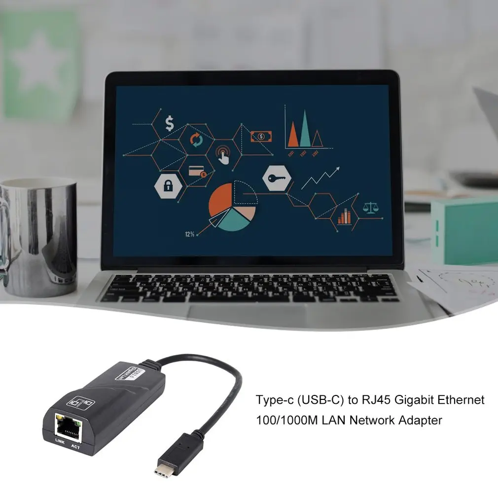 Сетевой адаптер Type-C (Usb-C) к Rj45 Gigabit Ethernet 100/1000 м Lan для Apple | Электроника