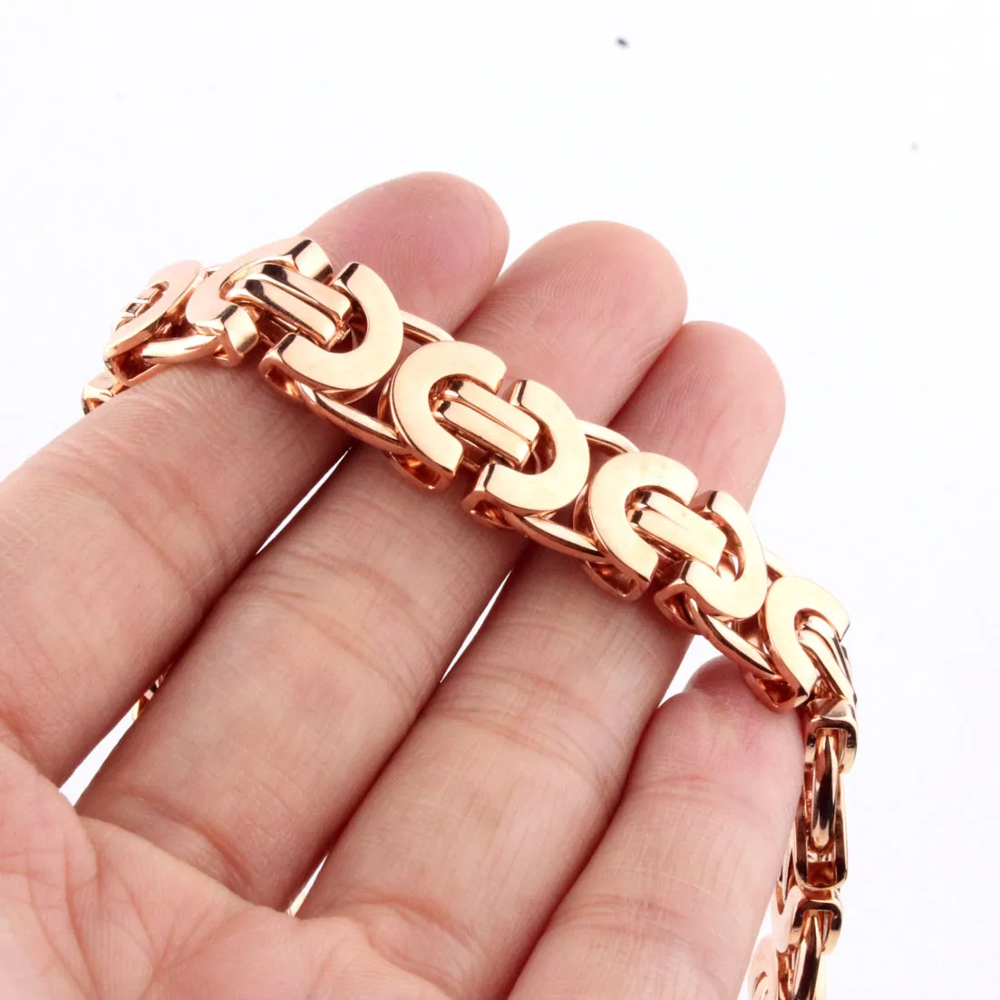 Браслет византийский из нержавеющей стали под розовое золото 7-11 дюймов |