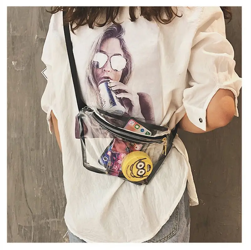 Женская прозрачная сумка сумка-тоут через плечо из ПВХ с прозрачной молнией |