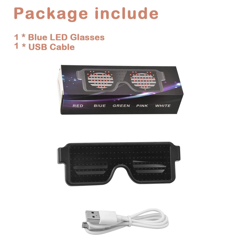 

LED Glowing Glasses USB Rechargeable LED Light Up Eyeglasses 8 Patterns LED Luminous Glasses for Halloween Nightclub Christmas