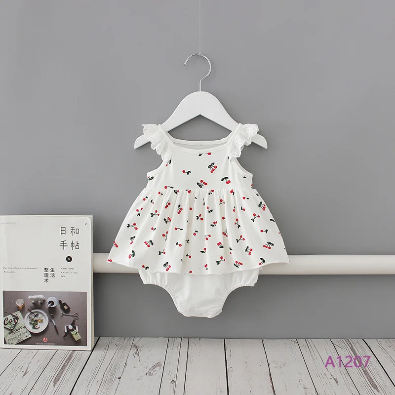 

Летняя Новинка, детская одежда, комбинезон для младенцев, маленький детский треугольный комбинезон с цветочным рисунком вишни, одежда для м...