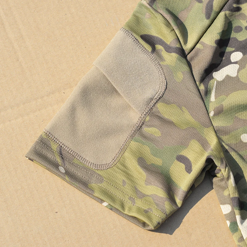 

Camouflage Tactical T-Shirt Outdoor Solid Color Arm Pocket Quick Drying Short Sleeve