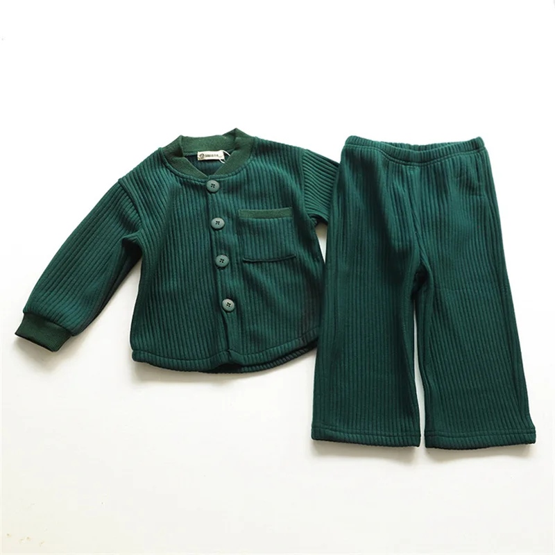 Girls Suit Sweatshirts +Pants Cotton 2Pcs/Sets 2021 Cardigan Winter Autumn Plus Thicken Warm Sportswear Children Clothing