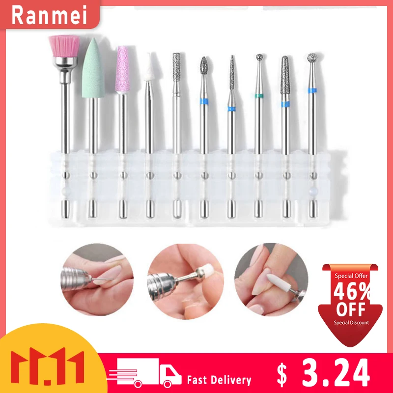 10 шт. шлифовальные сверла для дизайна ногтей электрическая маникюрная