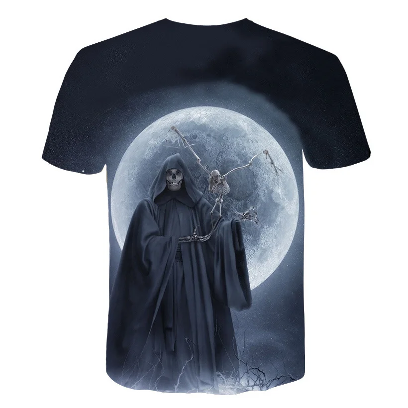 

2021 new men's summer skull print men's short-sleeved T-shirt 3D T-shirt casual breathable T-shirt and plus size T-shirt Tops