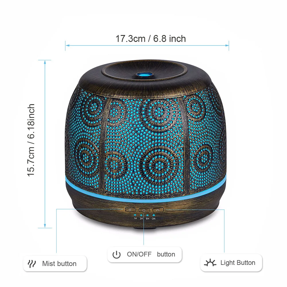 Арома диффузор для эфирных масел металлический ультразвуковой увлажнитель