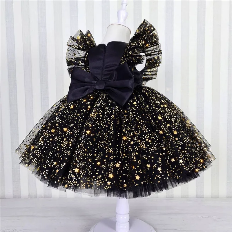 

Baby Girl Bowknot Flower Dress For Girls 1st Birthday Party Wedding Tutu Shinny Pageant Girl Dress Baby Girl Princess Costume