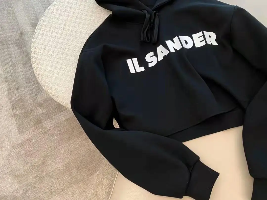 

Толстовка Jil Sander для мужчин и женщин, хлопковый пуловер с широким рукавом, круглым вырезом и надписью, с открытым пупком, 22ss, лето