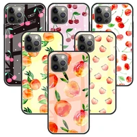 summer day peache glass case for apple iphone 11 12 pro 7 capas for apple xr x xs max 6 6s 8 plus phone funda cover