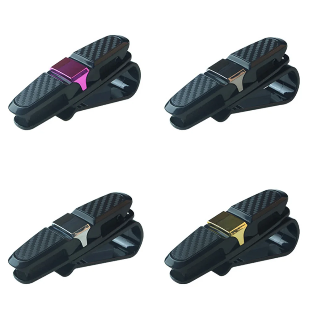 

2 PCS Car Auto Sun Visor Clip Holder Carbon Fiber Sunglasses Holder Clip Glasses Cage Storage Universal Car Auto Accessory (Silv