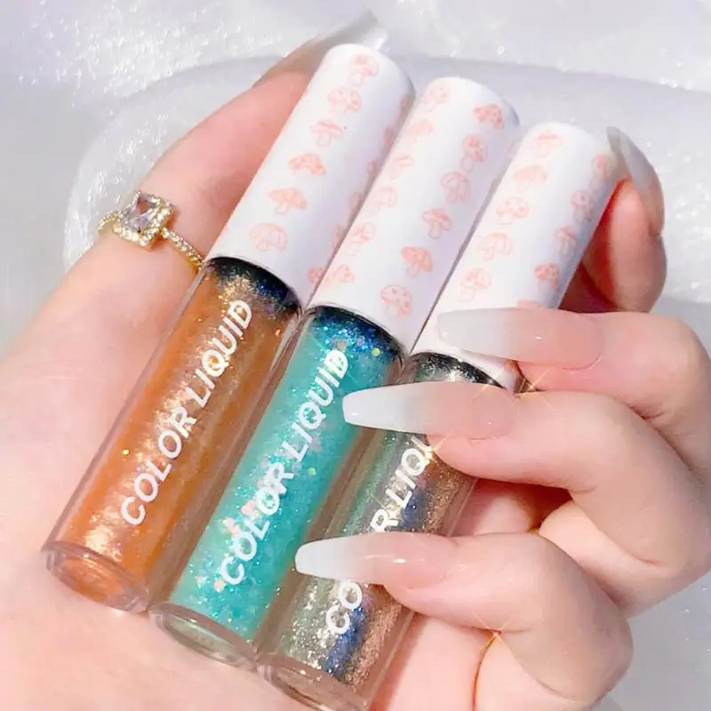 Жидкие тени для век с кристаллами 3 или 4 шт./компл. монохромные блестки жемчужные