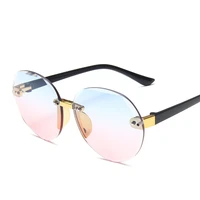 new rimless trimmed polygon childrens sunglasses boy girl gradient round lens kid sun glasses high quality goggle baby eyewear