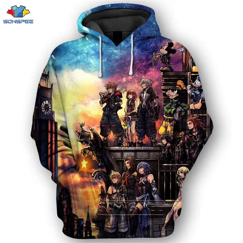 

SONSPEE 2020 New Men's Sweatshirt Custom Kingdom Heart Hoodie 3D Print Mens Cartoon Hoodies Women Hoody Pullover Tops Clothes