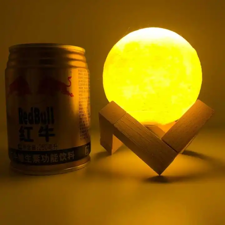 8cm Rambery Moon Lamp 3D Printing Night Light Rechargeable 3 Color Faucet Lights 16 Color Changing Remote Control Lamp LED Moon Sun - Цвет: 8cm
