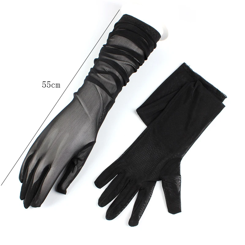 

Elegant Women Ultra-Thin Long Summer Driving Cycling Sexy Black Sunscreen Gloves Female Anti-UV Elasticity Women Gloves