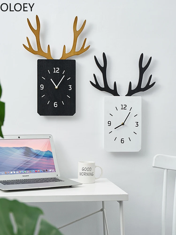 Nordic большие настенные часы 3d олень Современный Креативный Гостиная бесшумный