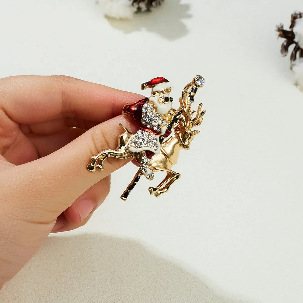 Merry Christmas броши на булавке милый Санта Клаус шляпа прекрасный Лось подарок эмаль значок брошь год Рождество Санта Клаус брошь с животными