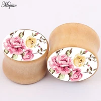 miqiao 2pcs hot sale beautiful wood ears 6mm 16mm exquisite piercing jewelry