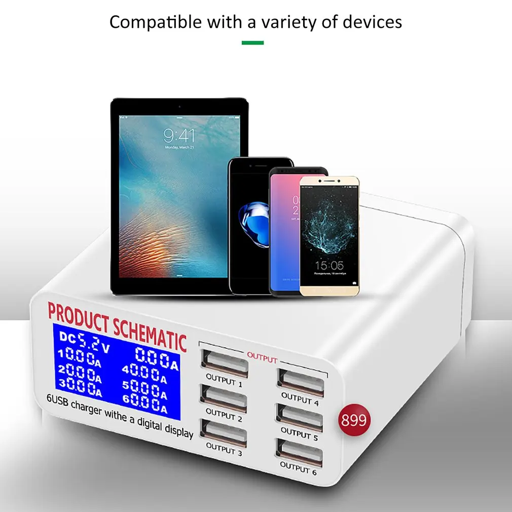 lcd multi fast usb charger charge multiple 6 usb phone charging station universal usb hub smart charger free global shipping