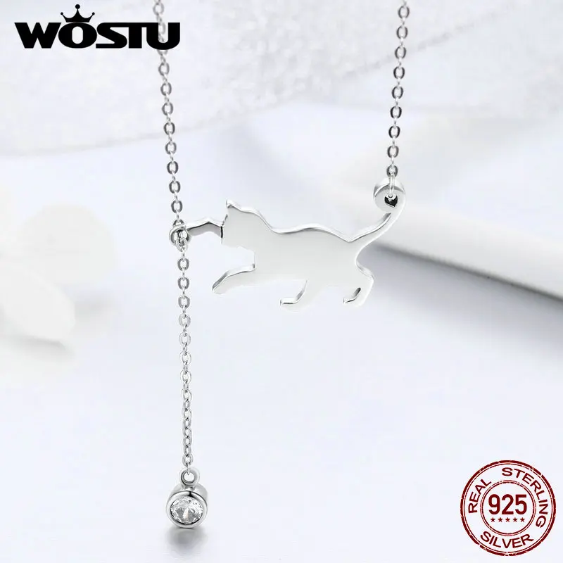 WOSTU 100% Серебро 925 пробы подушка для декора &quotигривые кошки&quot Pet цепи Подвеска