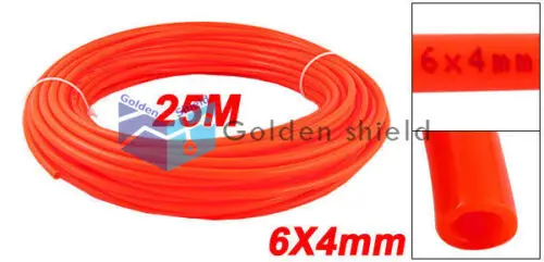 

25M 82Ft 6mm x4mm Pneumatic Air PU Hose Pipe Tube Orange Red.