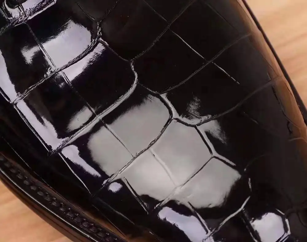 100% натуральная крокодиловая кожа модные мужские туфли с подкладкой из коровьей