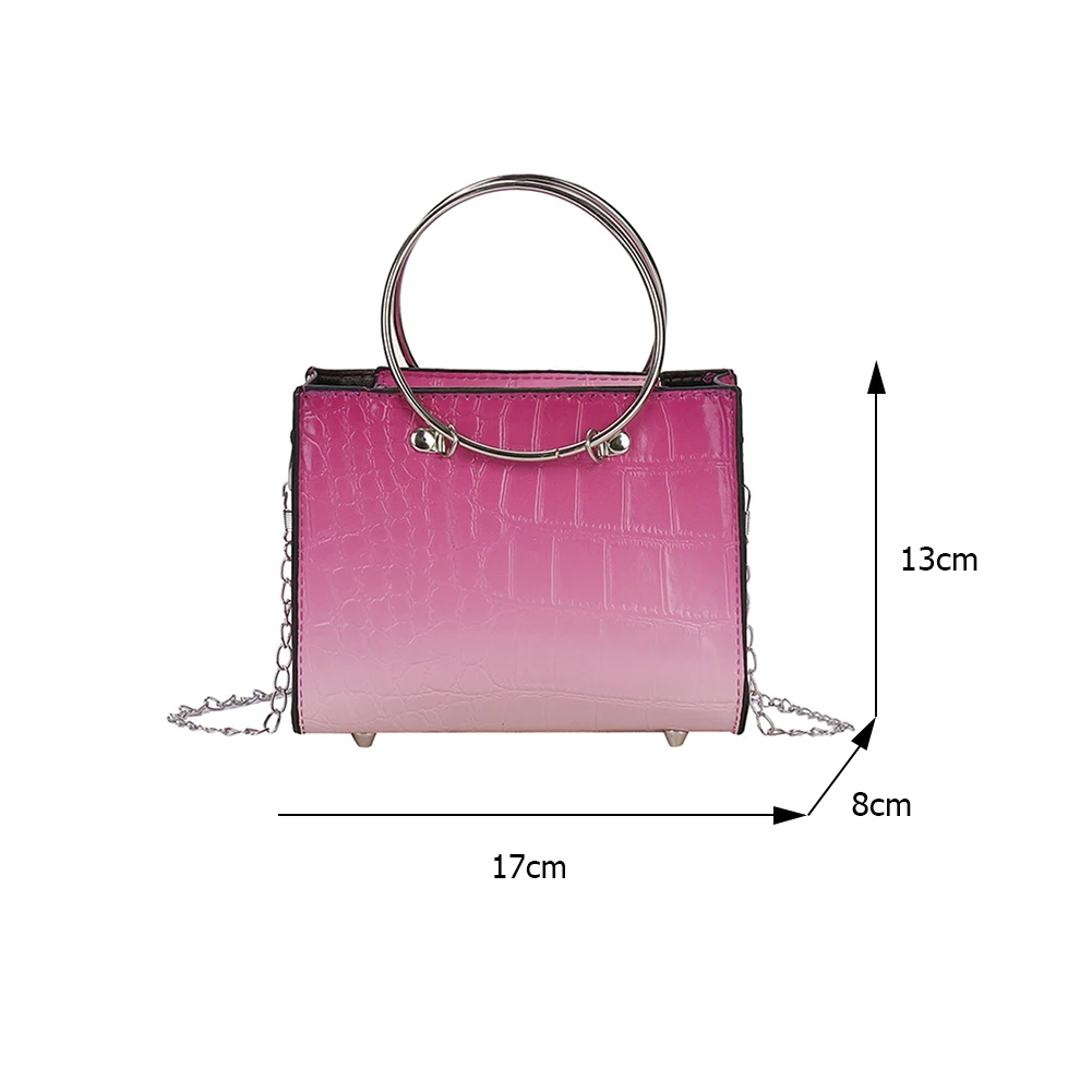 

Fashion Women Gradient Color Shoulder Crossbody Bags Alligator Pattern PU Messenger Bags Casual Ladies Small Top-handle Handbags