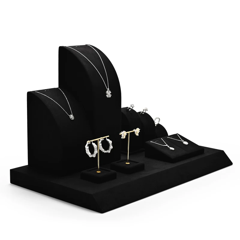 Oirlv Black Jewelry Display Set  Mannequin Necklace Stand Ring Stand Earring Stand Jewelry Storage Rack