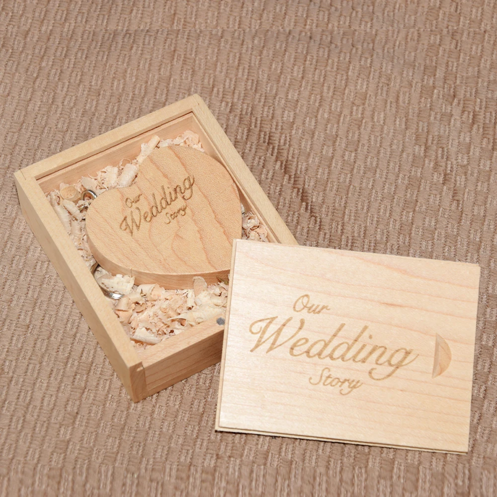 Usb флеш-накопитель в деревянном корпусе с сердечками love + box на заказ 4 ГБ 8 16 32 64 usb 2 0