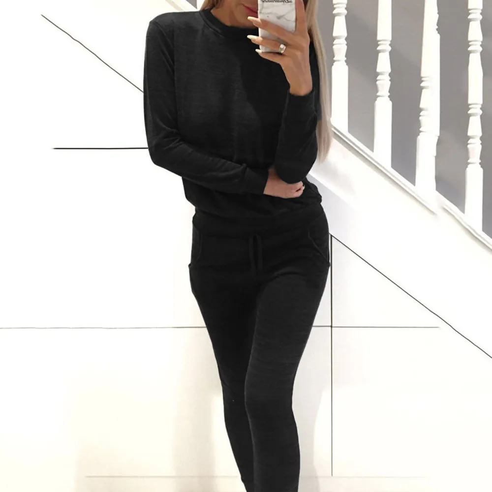 Женский спортивный костюм из 2 предметов для активного отдыха однотонный топ и