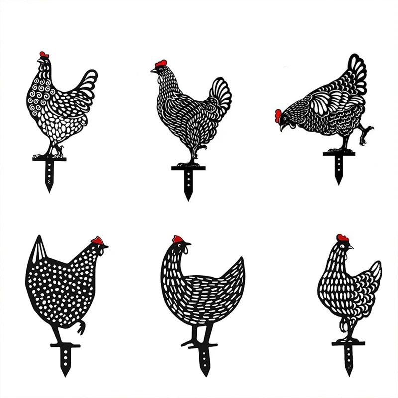 

Practical 6 Pieces Chicken Yard Garden Decoration Acrylic Statue Decor Hollow Out Animal Shape Decor For Home Backyard Lawn