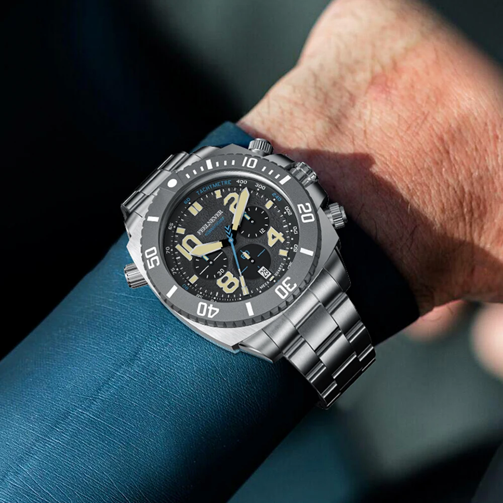 FeelNever Sport Dive Мужские часы из нержавеющей стали с большим циферблатом для мужчин 500