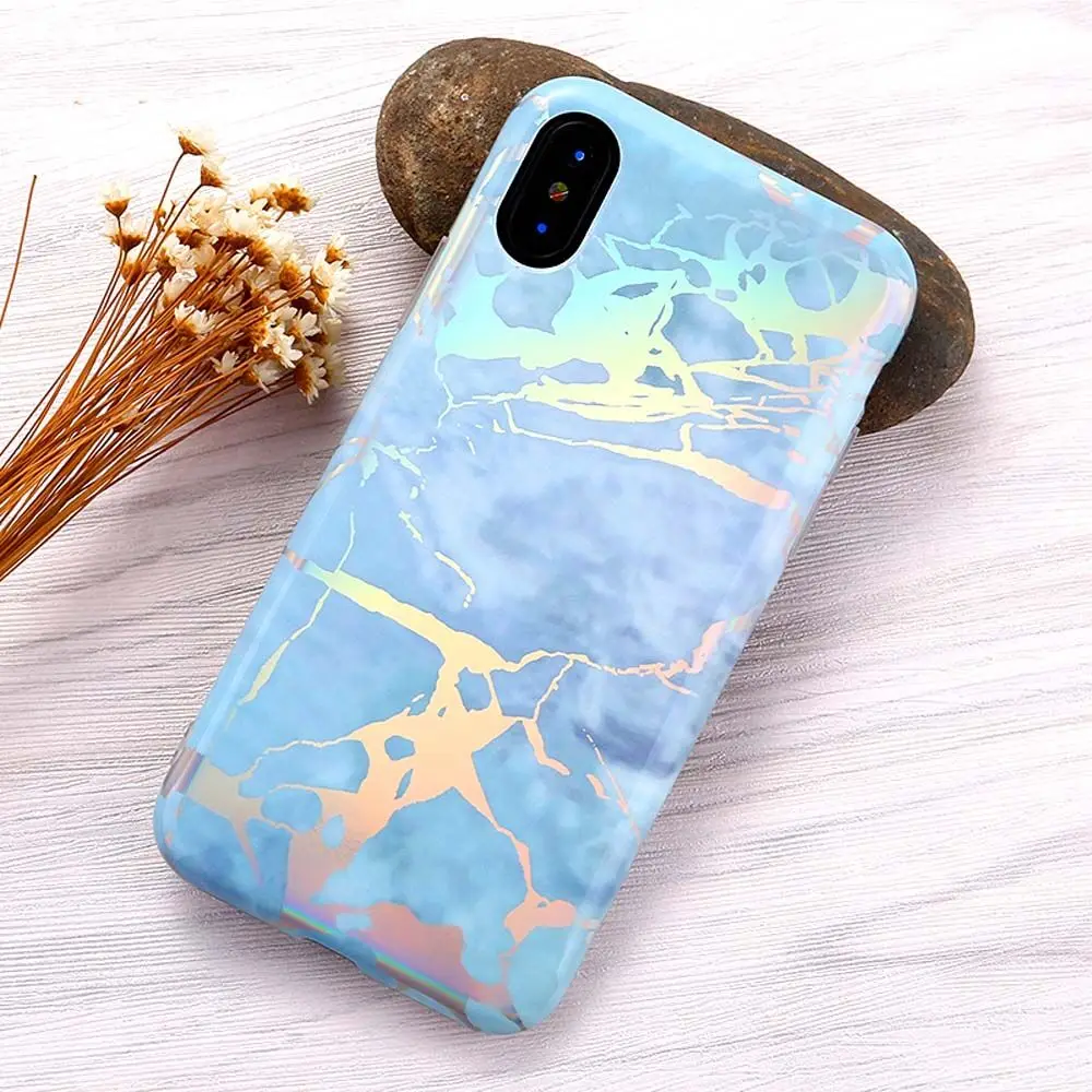 Gray Чехол Heyytle с лазерным мрамором для iPhone 7, 8 Plus, 6, 6 s, чехлы с кольцом-держателем для iPhone X, XS, MAX, XR, мягкий ТПУ чехол, красочная подставка, чехол - Цвет: Gray