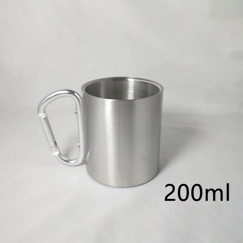 

200ml Stainless Steel Cup For Camping Traveling Outdoor Cup with Handle Carabiner Climbing Backpacking Hiking Portable Cups