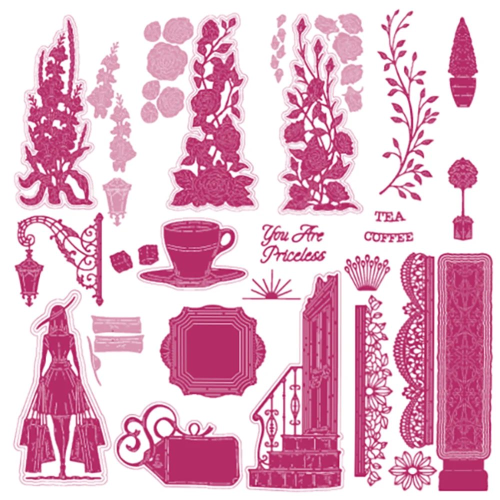 

2022 Newest Winding Flourish Climbing Camelia Fancy Fixtures Metal Cutting Dies Scrapbook Paper Craft Knife Mold Blade Punch Diy