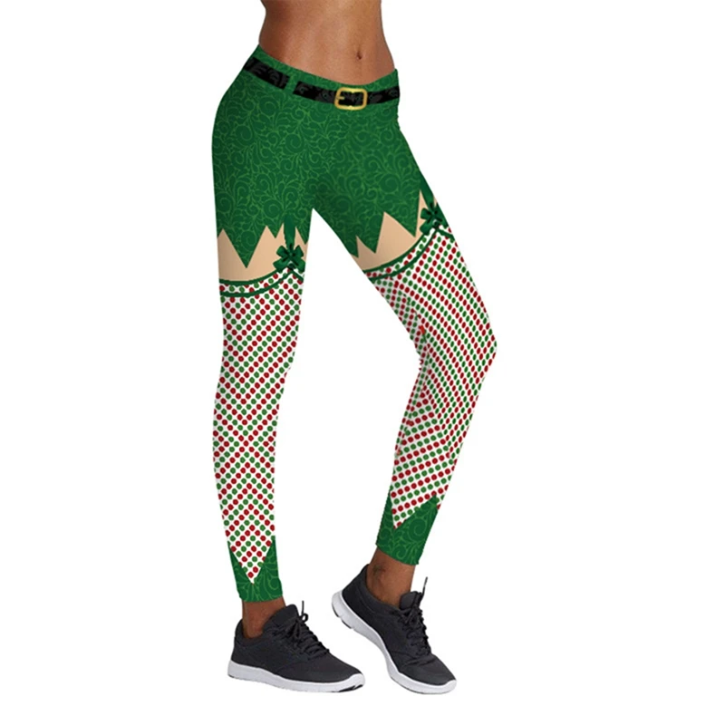 

2019 Christmas Printing Leggings Put Hip Elastic High Waist Legging Breathable Merry Xmas Deer Pants