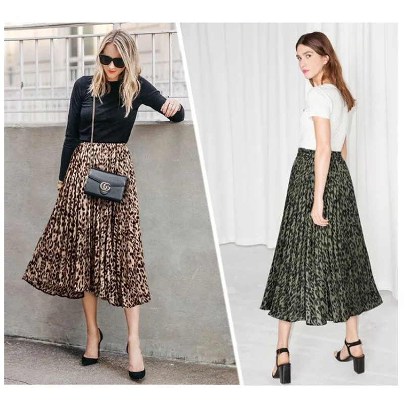 Модная женская пикантная юбка с высокой талией шифоновая свободная леопардовая