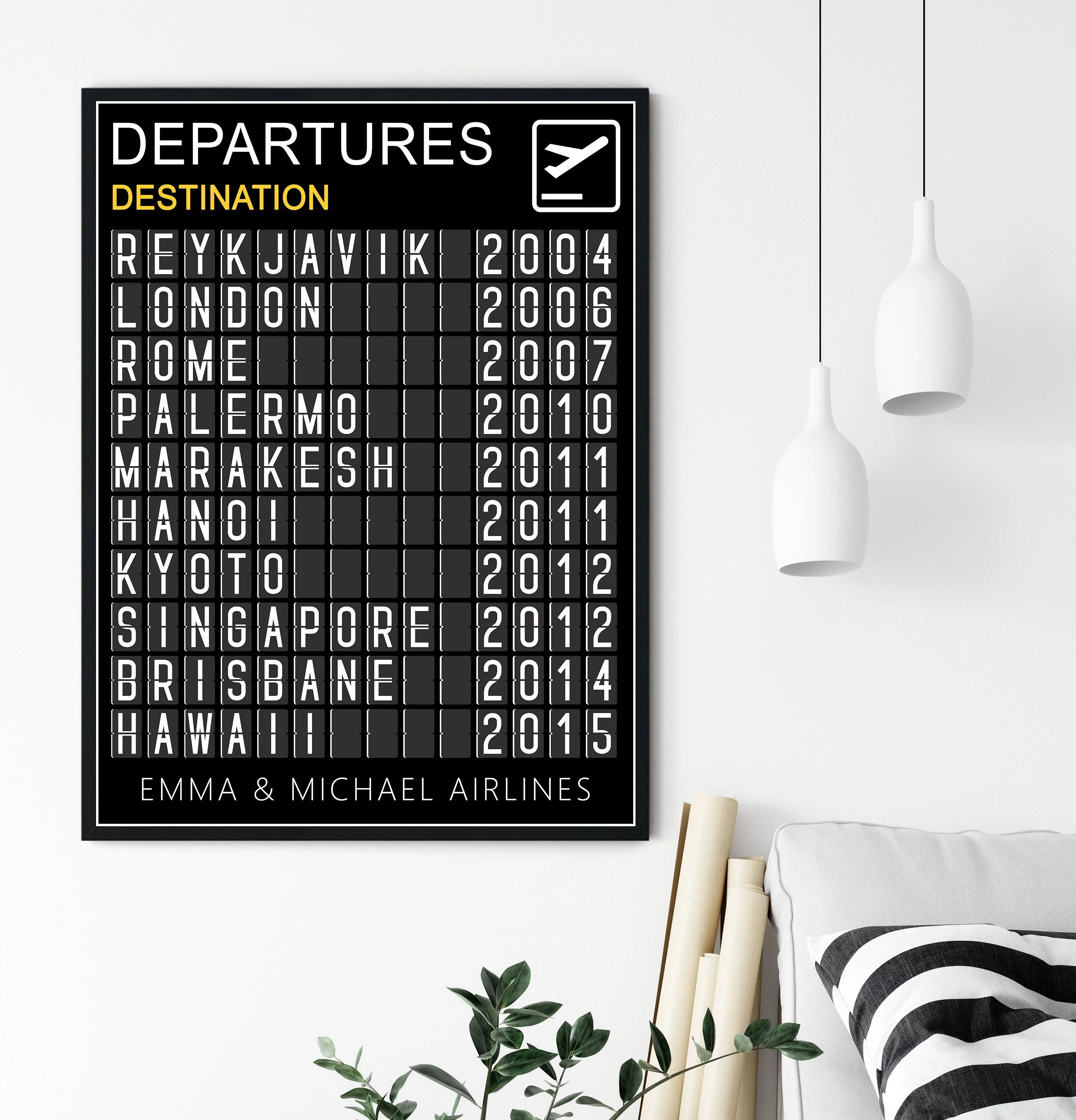 

Personalised Custom Travel Poster Privater Design Airport Departure Boarding Canvas Painting Wall Art Decor Pictures for Room