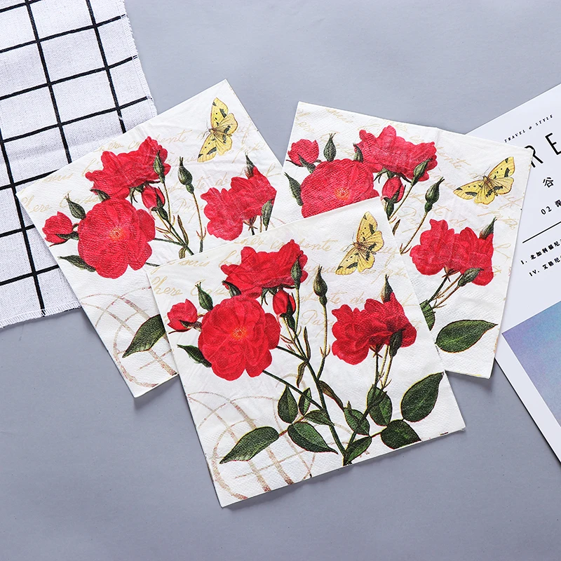 Горячая Распродажа 100 шт. бумажные салфетки с цветами для свадьбы украшение дня
