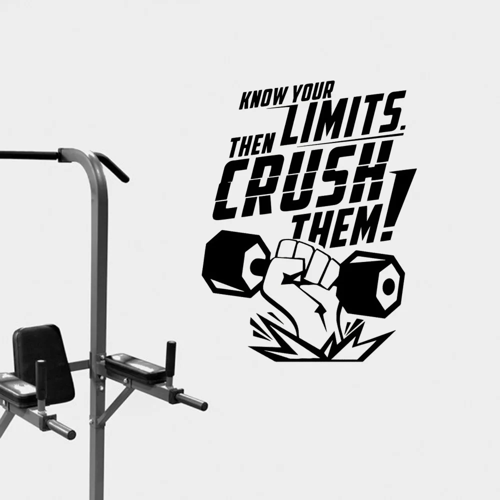 

Creative Design Motivational Gym Wall Decal Sport Fitness Quote Vinyl Window Sticker Interior Decor Mural Removable Poster
