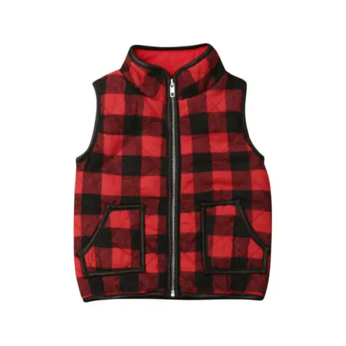 

spring Children's Clothing Vests Waistcoats baby Girls Winter Warm Plaid Waistcoat Thick Coat Outwear Clothes jacket