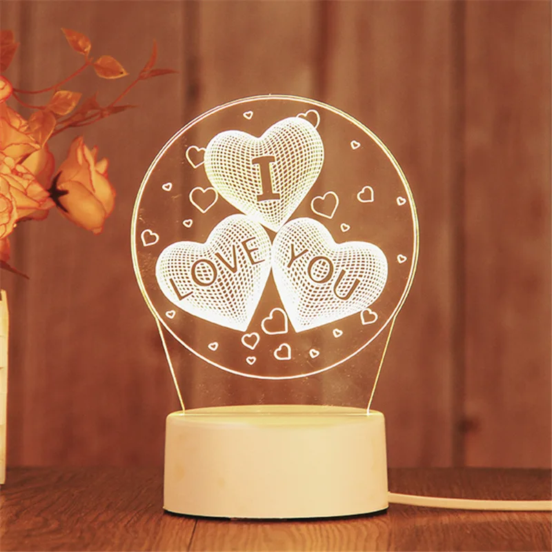 3D Night Light Acrylic USB LED Lamp Xmas Party Wedding Decoration Table Heart Bear Light Home New Year Gifts images - 6